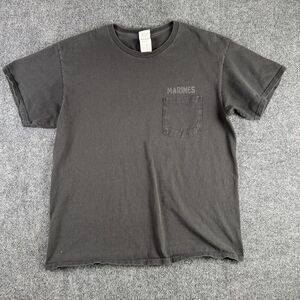 Marines Shirt Men L Black Graphic Crew Military Logo
